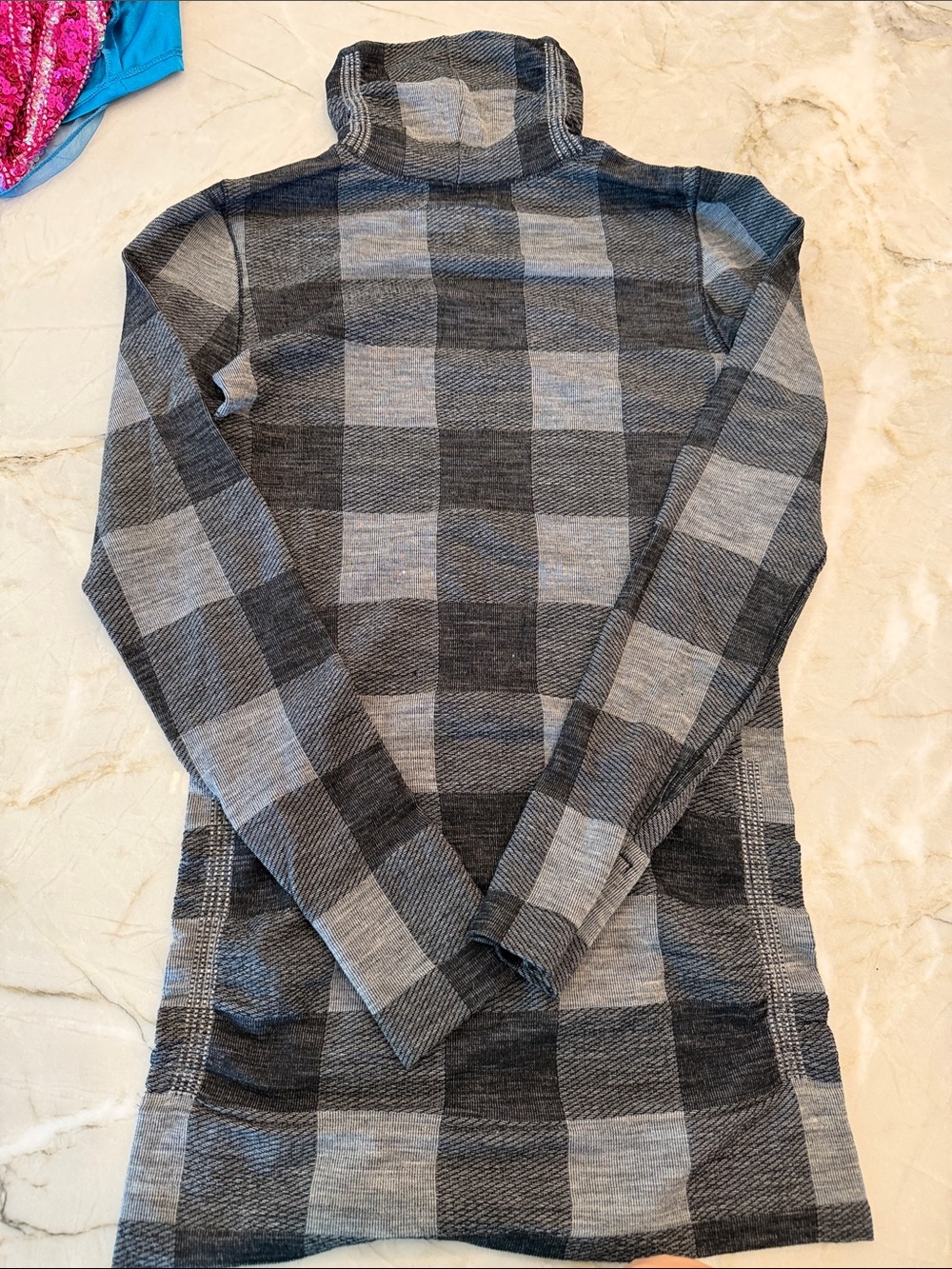 Splendid Gray and Charcoal Check Turtleneck Sweater